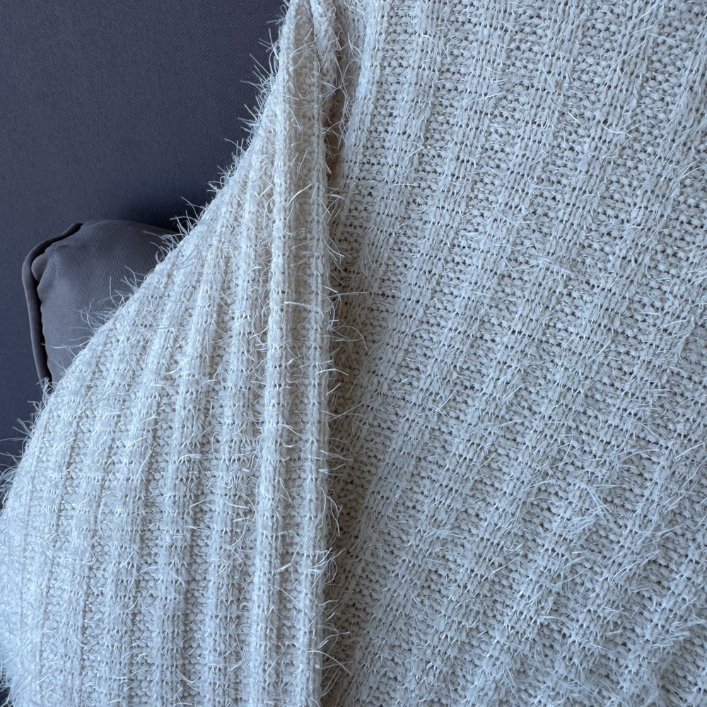 NWOT Zara Cream Ribbed Women's Sweater Cuffed Sleeve - Picture 7 of 8